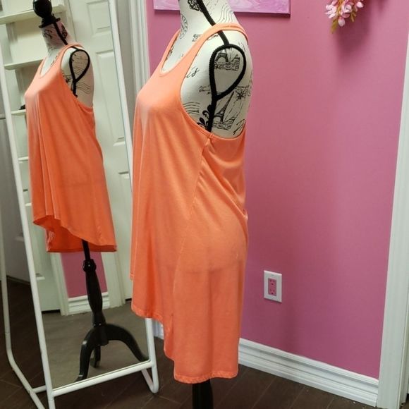 G21 💟 Tangerine Long Racertop Tank Top - Picture 2 of 7